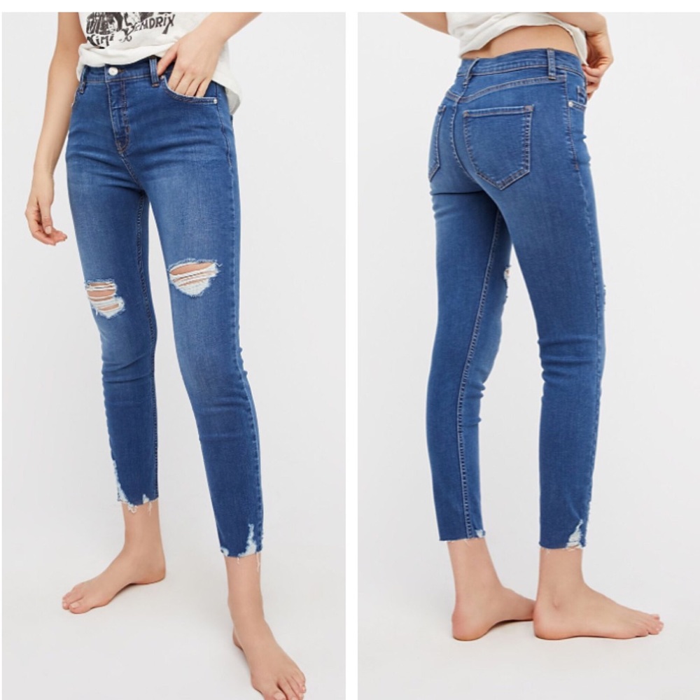 Free People Shark Bite Distressed Jeans